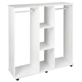 Kozy Open Wardrobe Double Mobile Storage Shelves Organizer W/6 Wheels-White