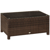 Kozy PE Rattan Garden Coffee Table with Glass Table Top - Brown