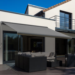 Kozy 3 x 2.5m Electric Awning with Remote Controller, Aluminium Frame DIY Retractable Awning, UV50+ Sun Shade Canopy for Garden Patio Deck Door Window, Grey