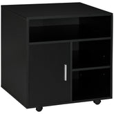 Kozy Multi-Storage Printer Stand Unit Office Desk Side Mobile Storage w/ Wheels Modern Style 60L x 50W x 65.5H cm - Black