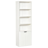 HOMCOM 2 Door 4 Shelves Tall Bookcase Modern Storage Cupboard Display Unit for Living Room Study Bedroom Home Office Furniture White | Aosom UK