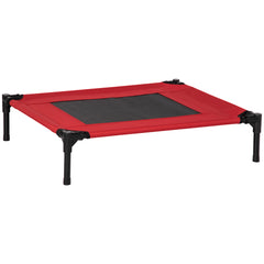 Kozy Raised Dog Bed Cat Elevated Lifted Portable Camping w/ Metal Frame Black and Red (Medium)