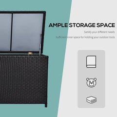 Outsunny Rattan Storage Box Outdoor Indoor Wicker Cabinet Chest Garden Furniture 118 x 54 x 59cm - Dark Brown | Aosom UK