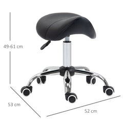 Kozy Cosmetic Stool 360° Rotate Height Adjustable Salon Massage Spa Chair Hydraulic Rolling Faux Leather Saddle Stool Mobility, Black