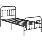 HOMCOM 3ft Single Platform Bed Frame with Underbed Storage Tall Headboard Steel Slat No Box Spring Needed Easy Assembly Black