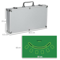 SPORTNOW Poker Chips Set, 300PCS with Mat, Chips, 2 Card Decks, Dealer Button, 5 Dice for Casino Night | Aosom UK