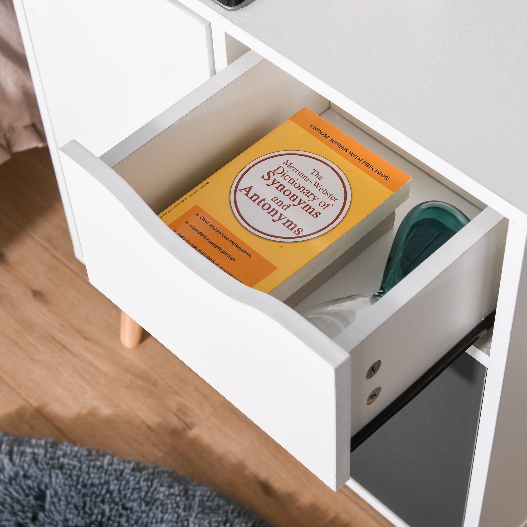 Kozy Sideboard Floor Cabinet Storage Cupboard with Drawer and Solid Wood Legs for Bedroom, Living Room, Entryway, Grey