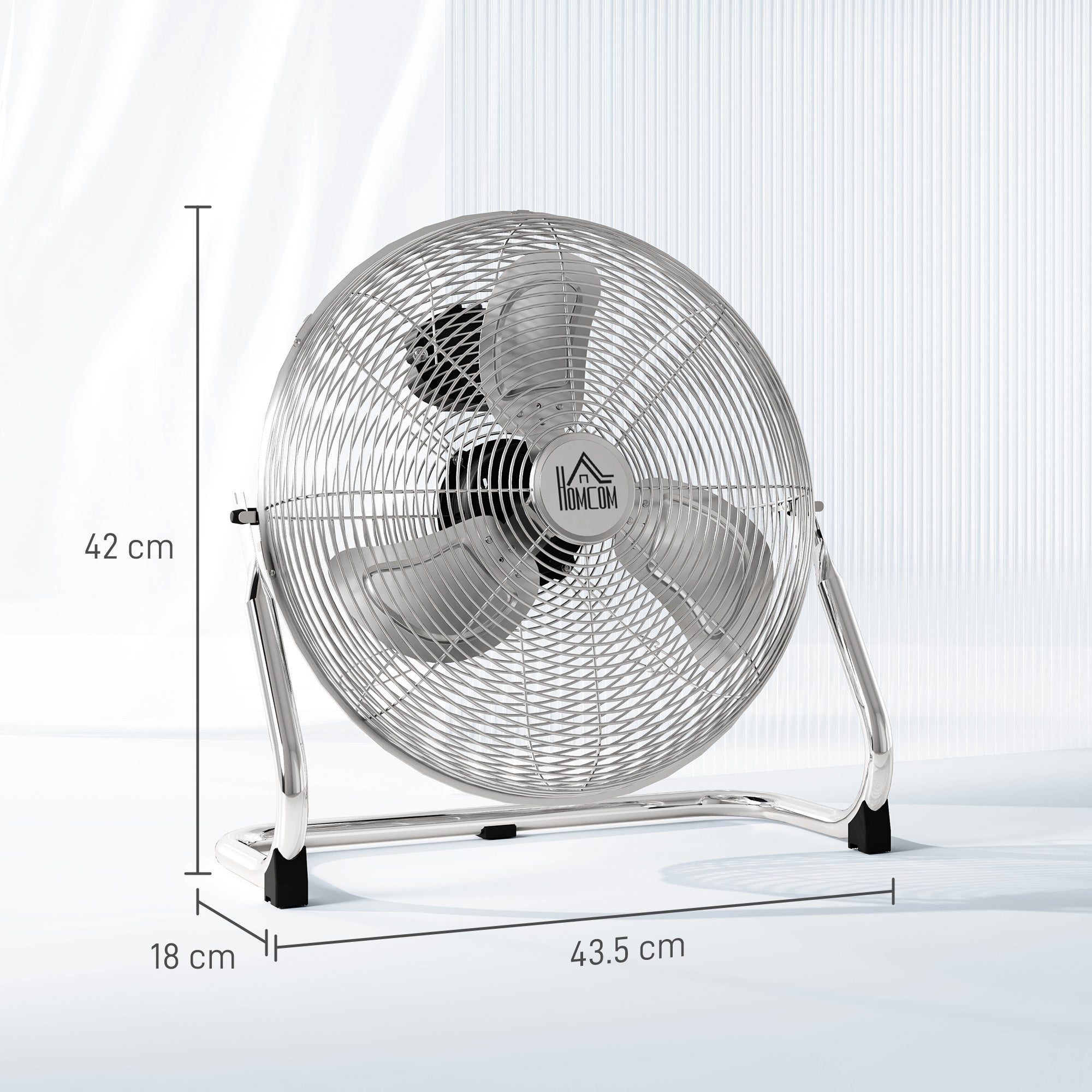 Kozy Metal Floor Fan with 3 Speeds & 120° Adjustable Tilt - Silver Tone