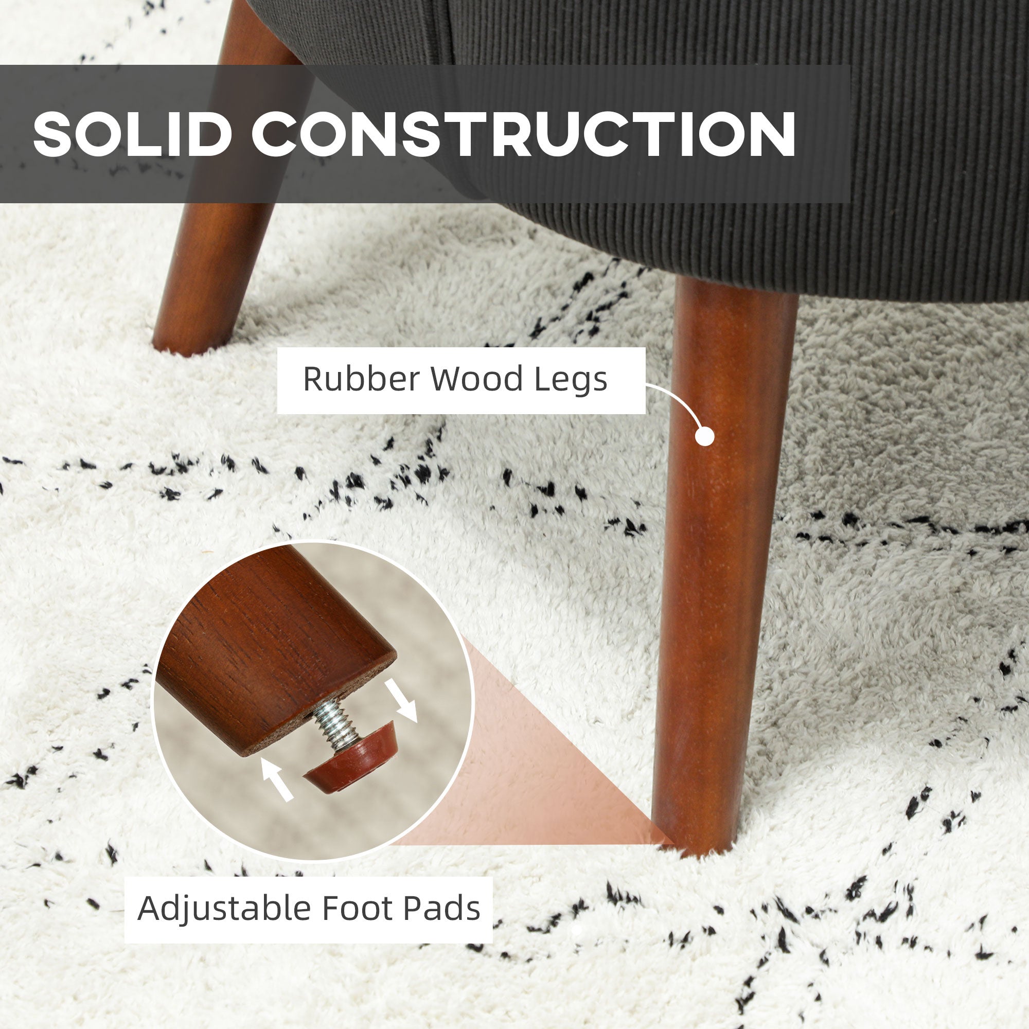 Kozy Corduroy Retro Accent Chair - Black