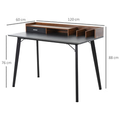 HOMCOM Modern Computer Desk Laptop Writing Table w/Hutch 1 Drawer workstation Home Office Furniture Brown and Black