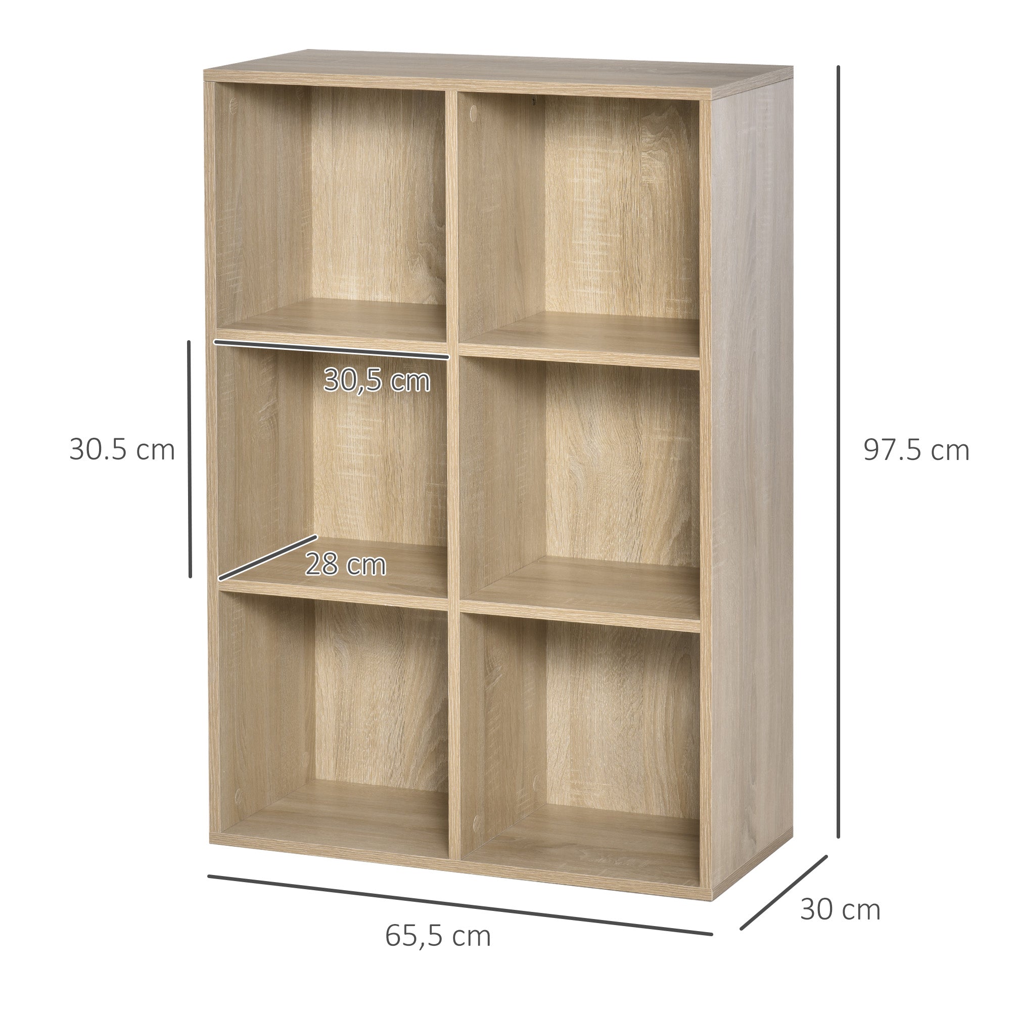 Kozy Six-Cube Bookcase - Oak Wood Effect