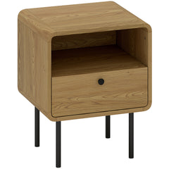 Kozy Bedside Table with Drawer and Open Shelf - Oak