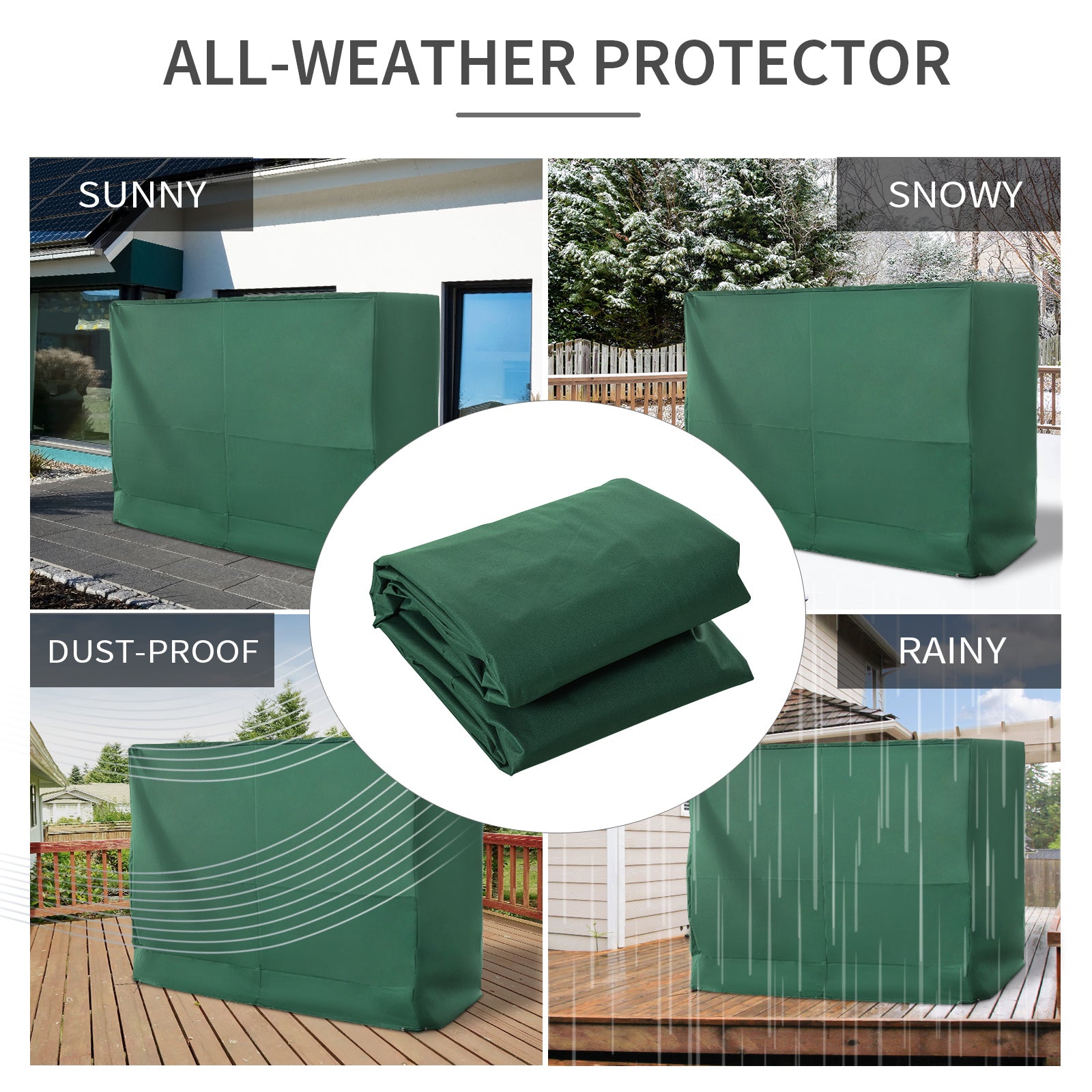 Kozy 3-Seat Outdoor Garden Swing Chair Protective Cover Water UV Resistant, 240L x 133Wcm, Green