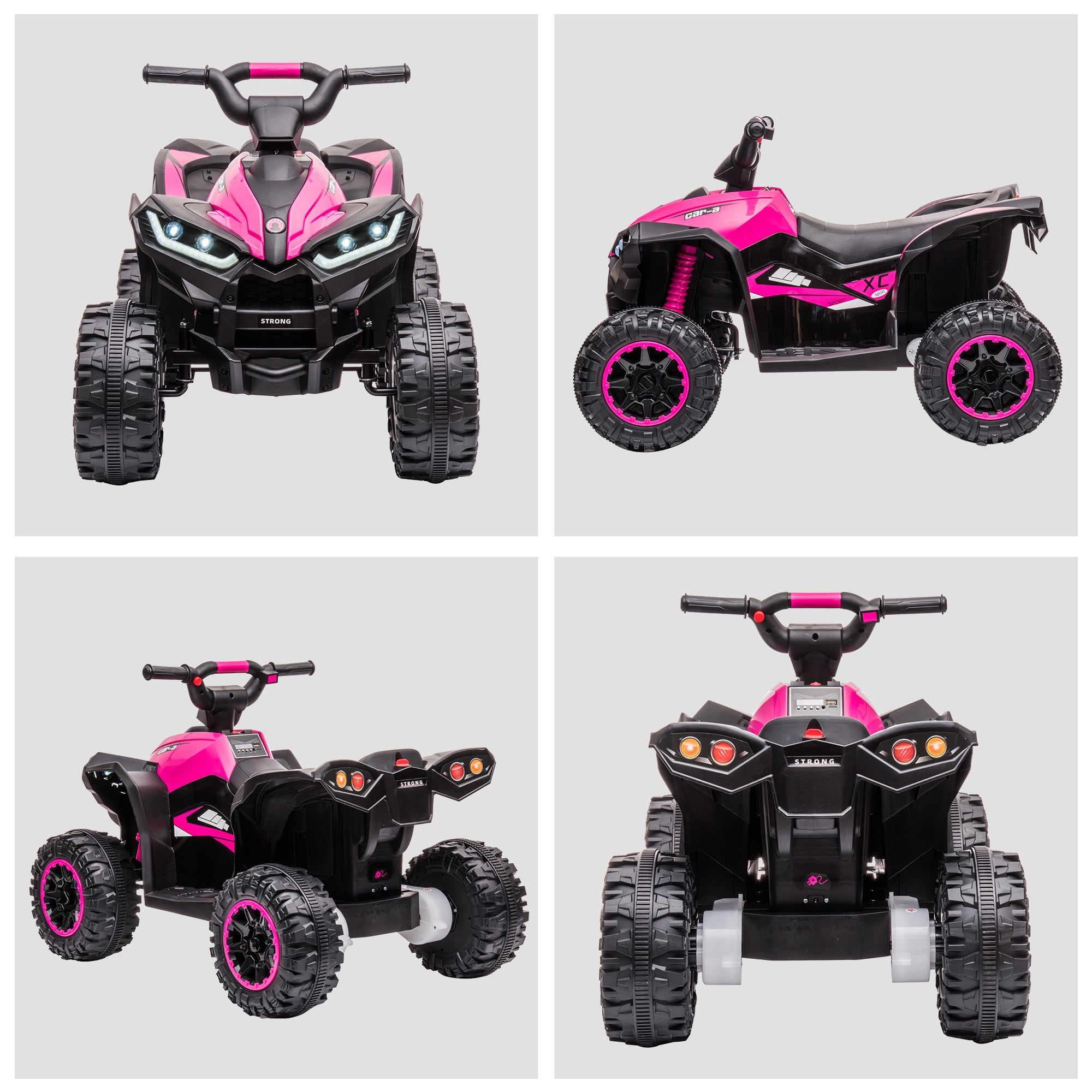 Kozy 12V Ride-On Quad Bike w/ Music, Horn, for Ages 3-5 Years - Pink