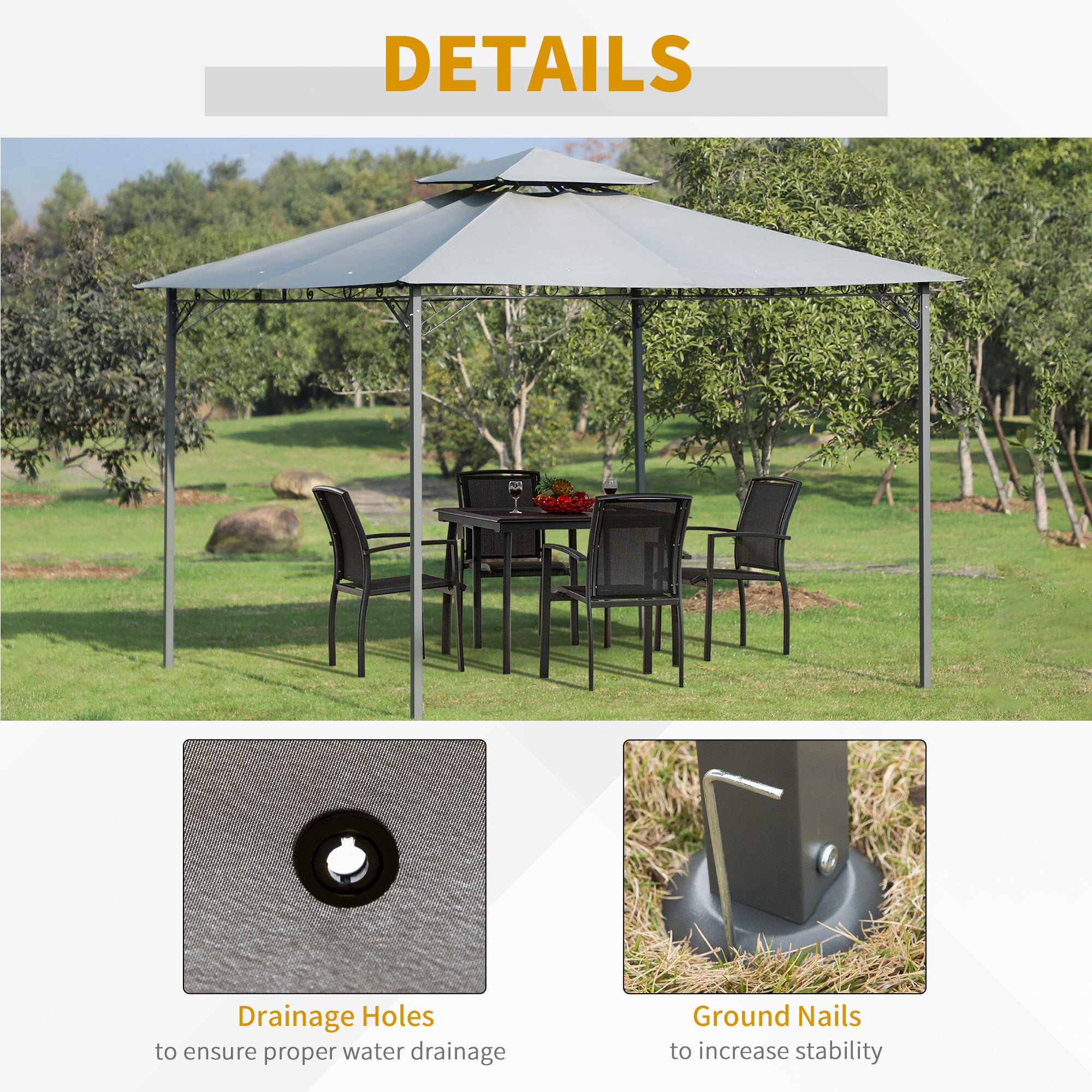 Outsunny Garden Gazebo with 2