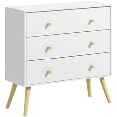 Kozy Chest of Drawers, 3-Drawer Storage Organiser Unit with Wood Legs for Bedroom, Living Room, White
