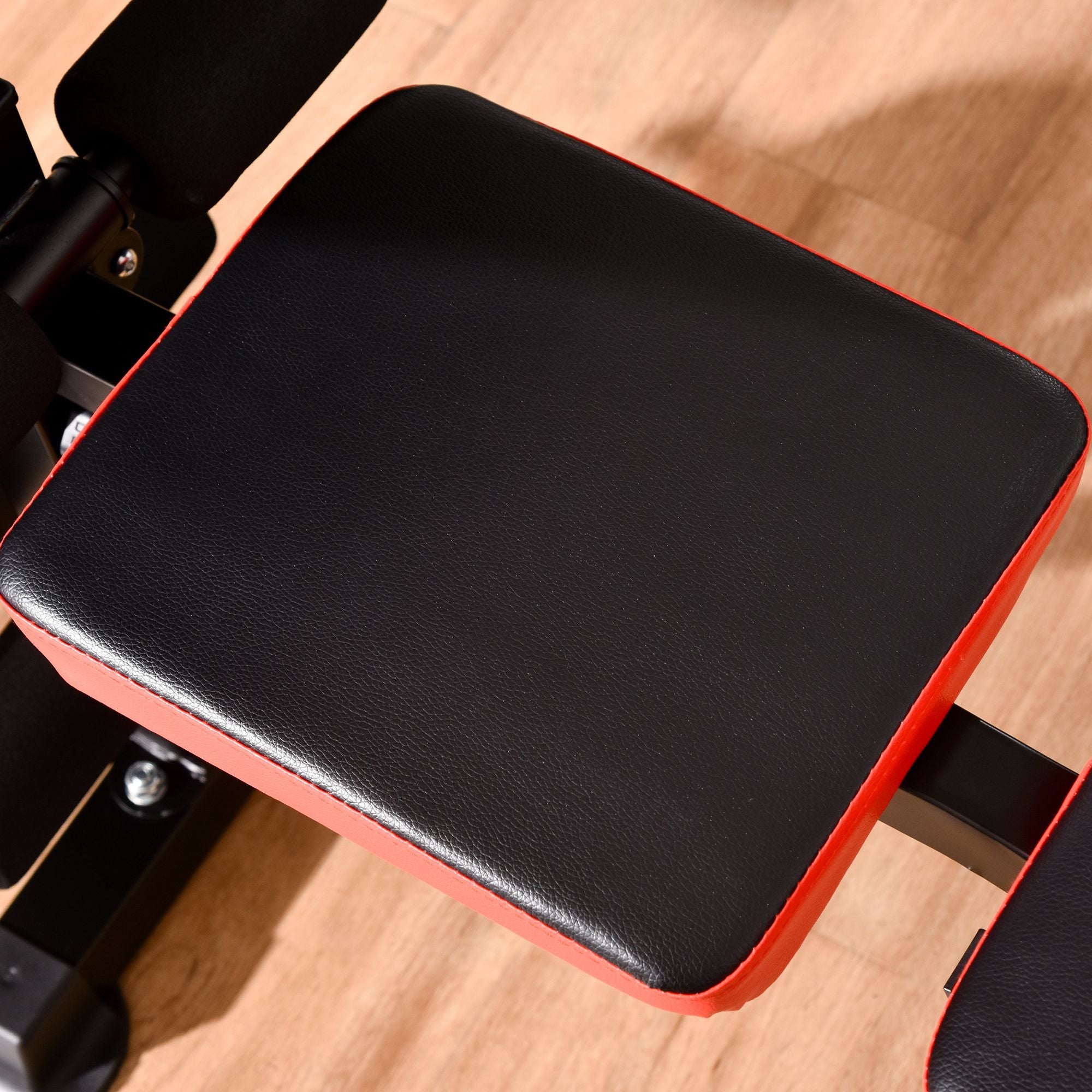 Kozy Adjustable Weight Bench with Leg Extension, Barbell Rack, Preacher Curl Pad, Butterfly, Multi-Function Home Gym Bench for Strength Training, Red