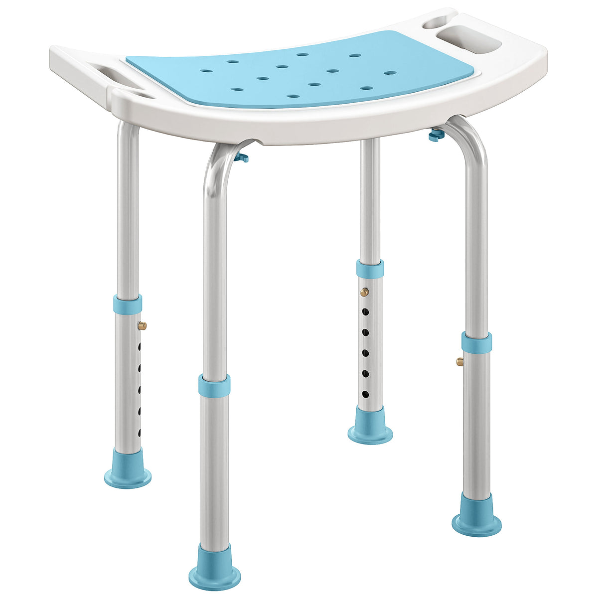 Kozy - Shower Chair, Adjustable Height Shower Stool with Aluminium Frame and Non-Slip Feet, Bathtub Stool Seat for Elderly Disabled Handicap, Turquoise