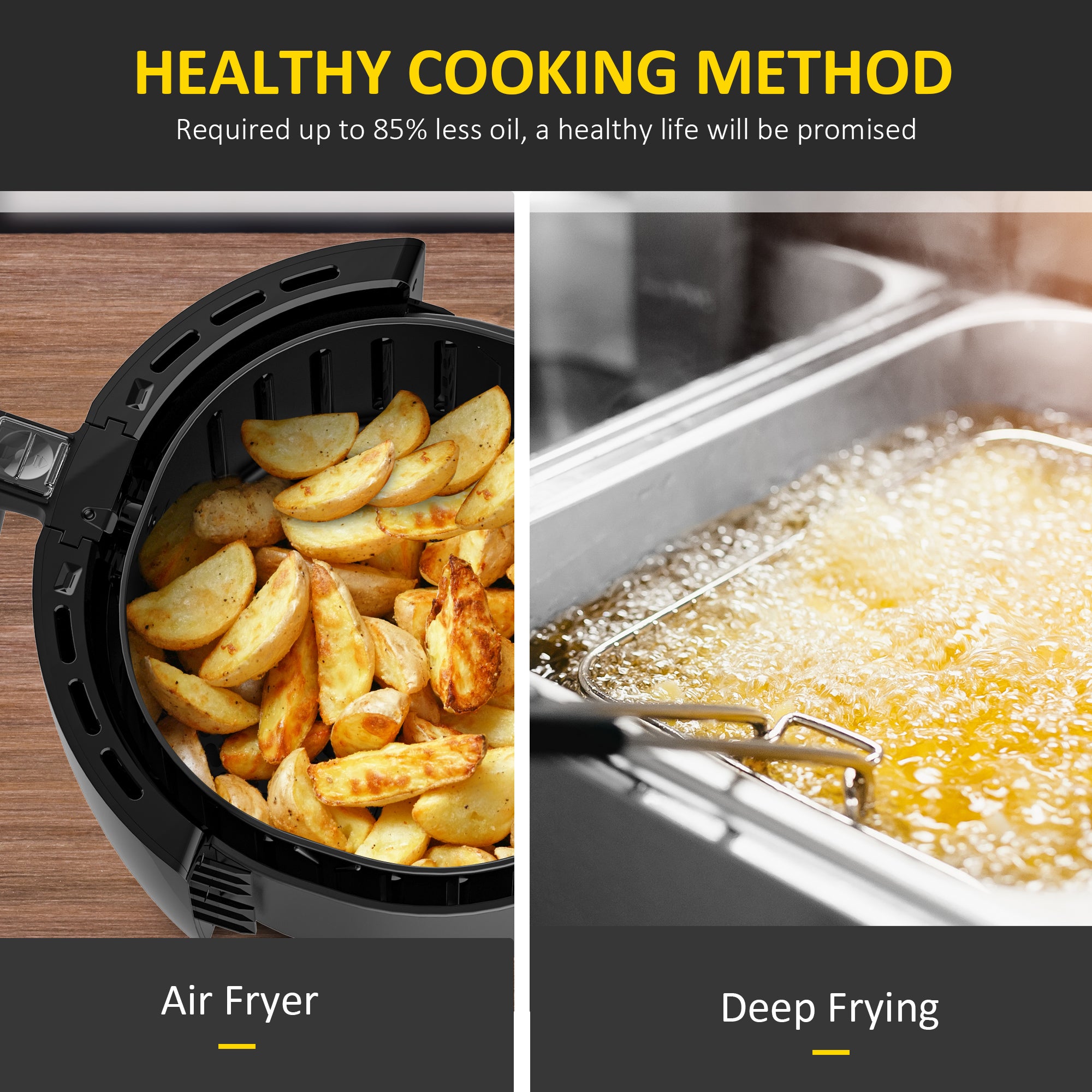 Kozy 5.5L 1700W Air Fryer, with Digital Display, 80-200℃ Temperature
