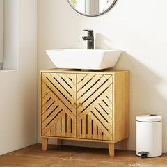 Kozy - Bamboo Bathroom Under Sink Cabinet with Adjustable Shelf for Basin without Pedestal - Natural