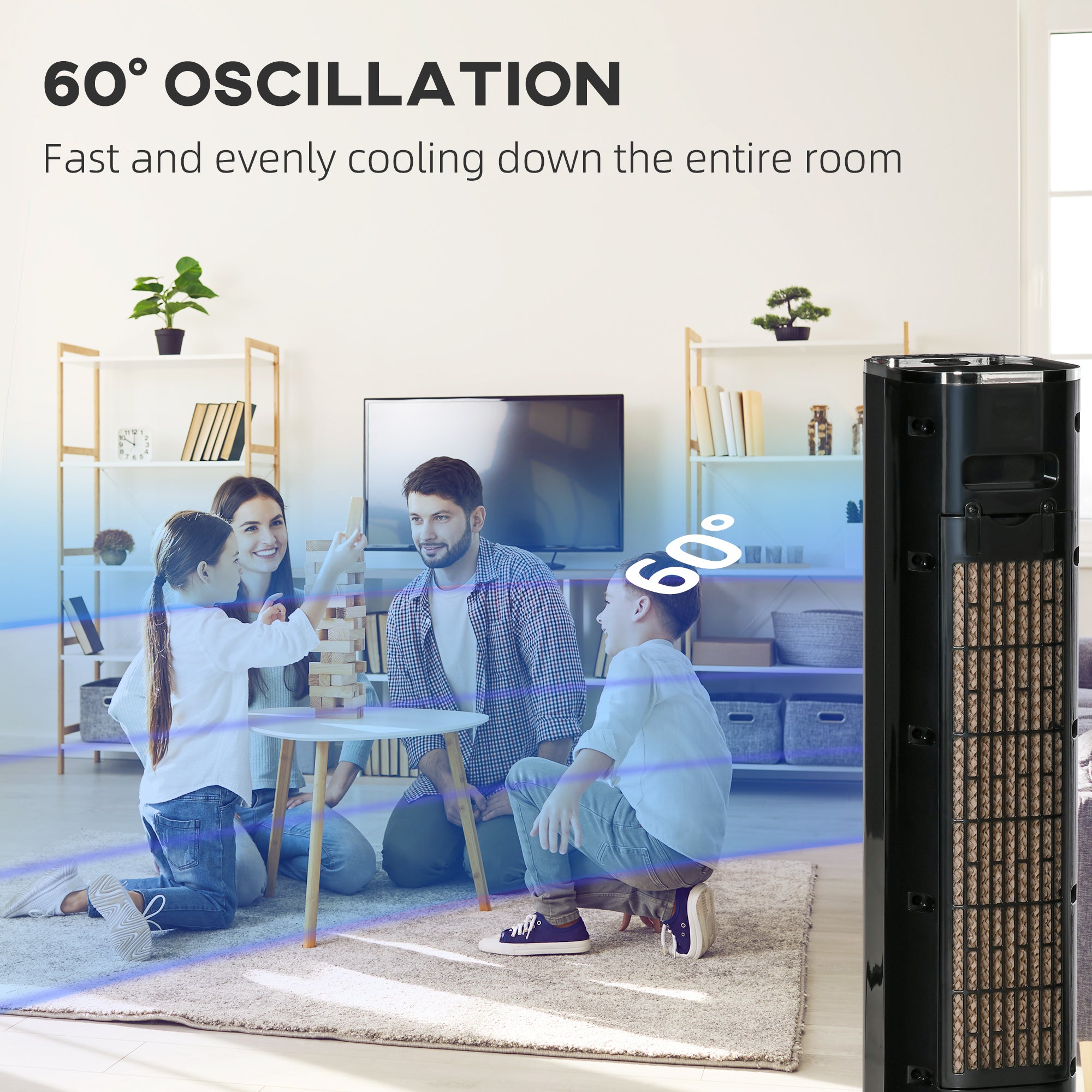 Kozy Portable Air Cooler, 6L Tank Humidifier Evaporative Ice Cooling Fan Water Conditioner Unit with 3 Modes, 3 Speed, Remote, Timer, Oscillating for Home Bedroom, White