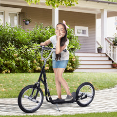 Kozy Stunt Scooter, Kids Scooter with 16" Big Wheels, Adjustable Height, Dual Brakes, for Ages 5+ Years, Black
