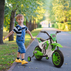 Kozy 12V Kids Electric Motorcycle Ride-On, with Training Wheels, for Ages 3-6 Years - Blue