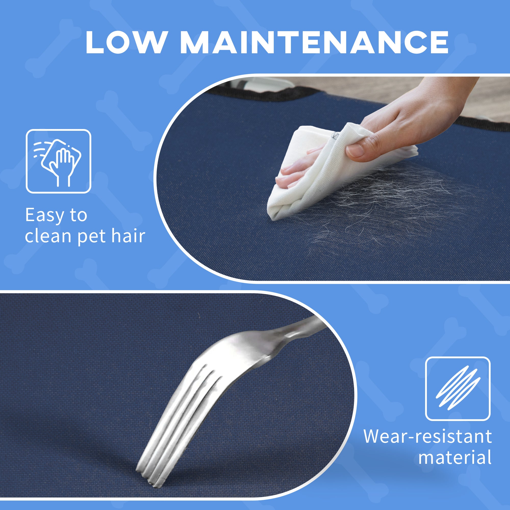 Kozy Raised Dog Bed Cat Elevated Lifted Portable Camping w/ Metal Frame Blue (Large)