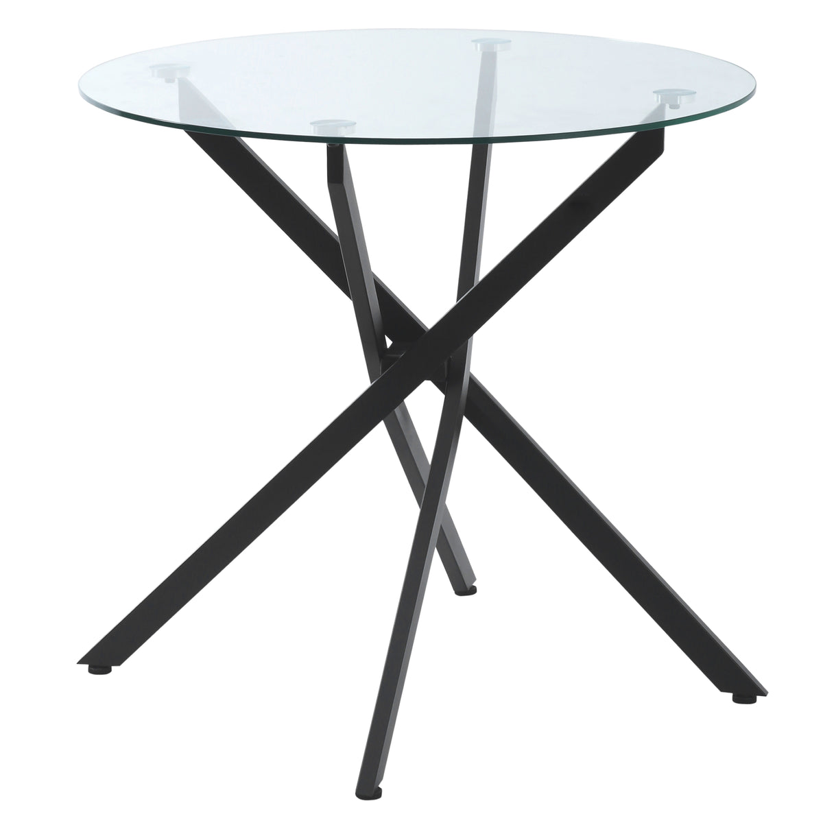 Kozy Dining Table with Clear Tempered Glass Top, Round Table with Metal Legs, Modern Kitchen Table for Dining Room Living Room, Black