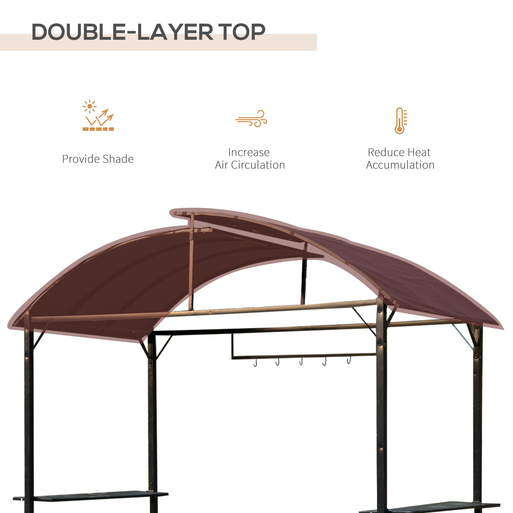 Kozy Metal Smoking Gazebo Marquee Garden Patio BBQ Tent Grill Canopy Awning Shelter - Coffee