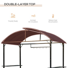 Kozy Metal Smoking Gazebo Marquee Garden Patio BBQ Tent Grill Canopy Awning Shelter - Coffee