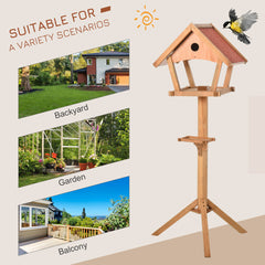 Kozy Wooden Bird Table Freestanding Feeding  Station for Garden Outside ,139H cm, Natural