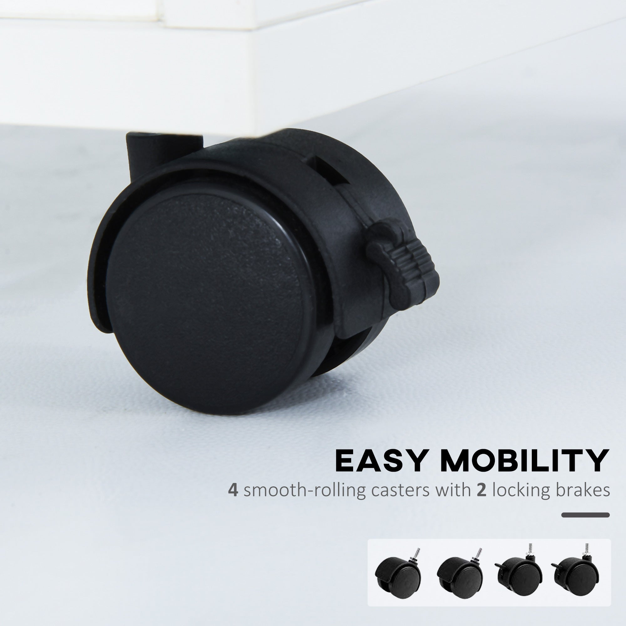 Kozy 60cm Filing Cabinet with Drawer, Open Shelf, Metal Handles and 4 Wheels, Office Home Organiser Mobile Printer, White