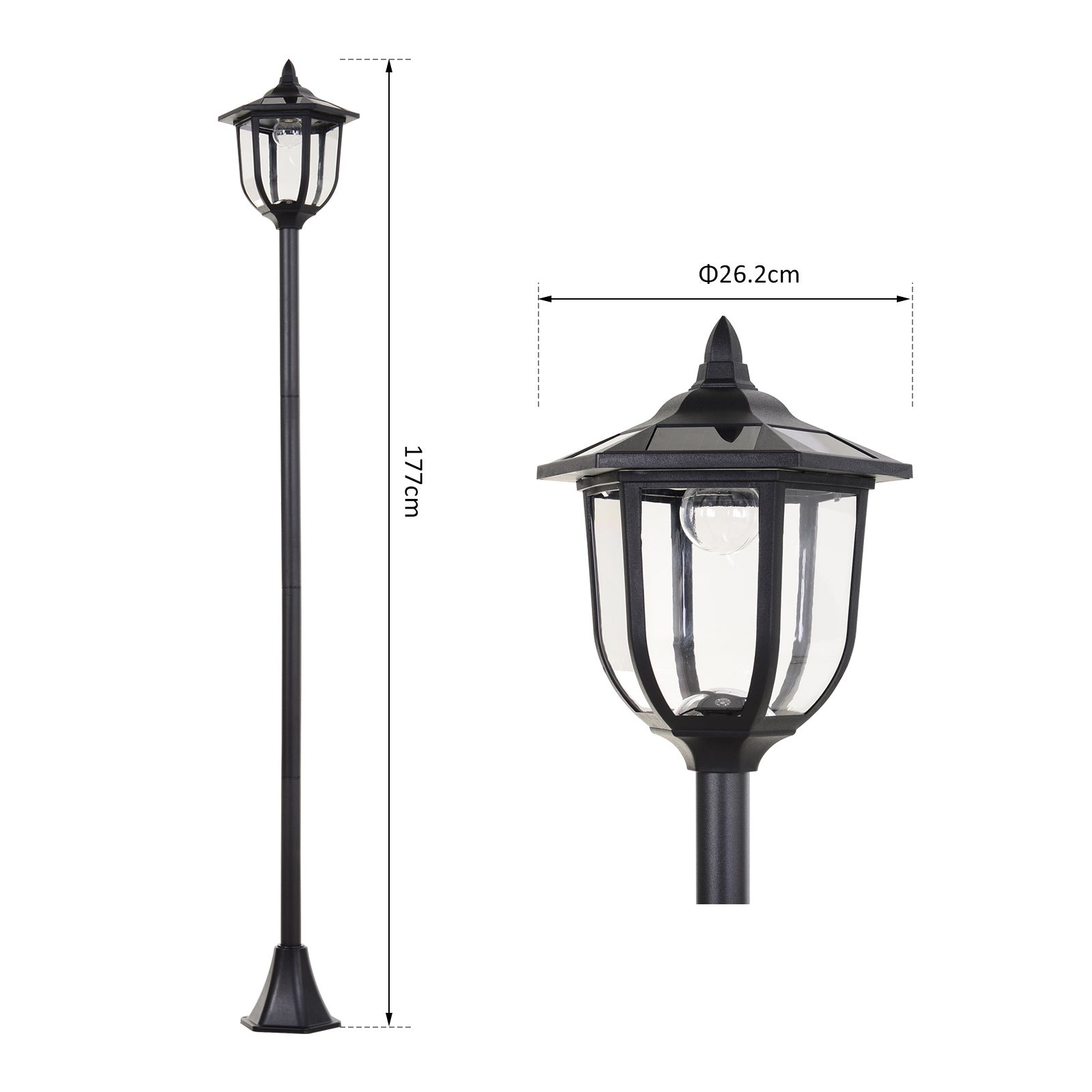 Kozy Outdoor Garden Solar Post Lamp Sensor Light  LED Lantern Bollard Pathway Torch Light 1.77m Tall