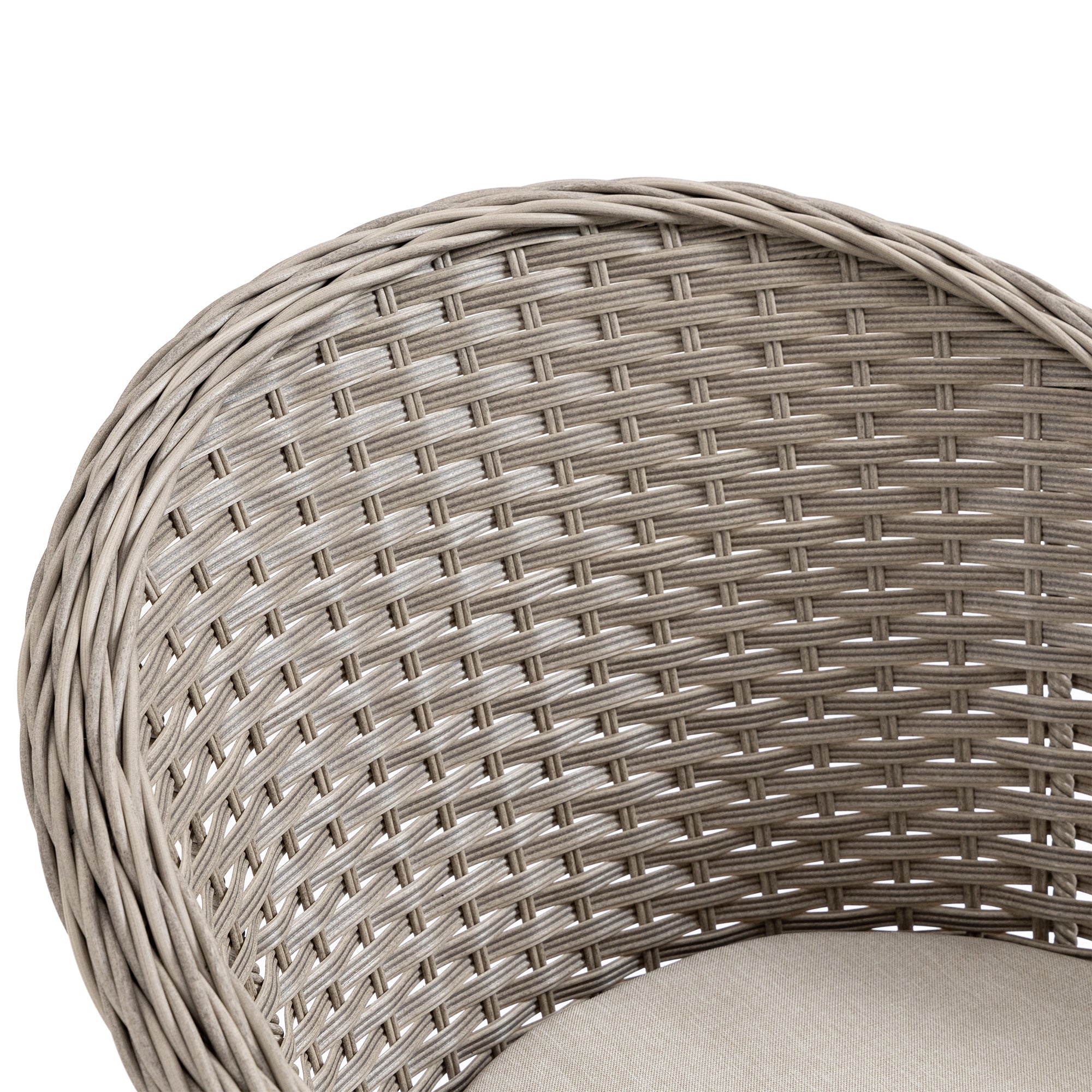 Kozy 4 Seater Rattan Garden Furniture Set with Cushions, Round PE Rattan Dining Set with Glass-Top Table, Umbrella Hole, Outdoor Garden Table and Chairs, Mixed Grey