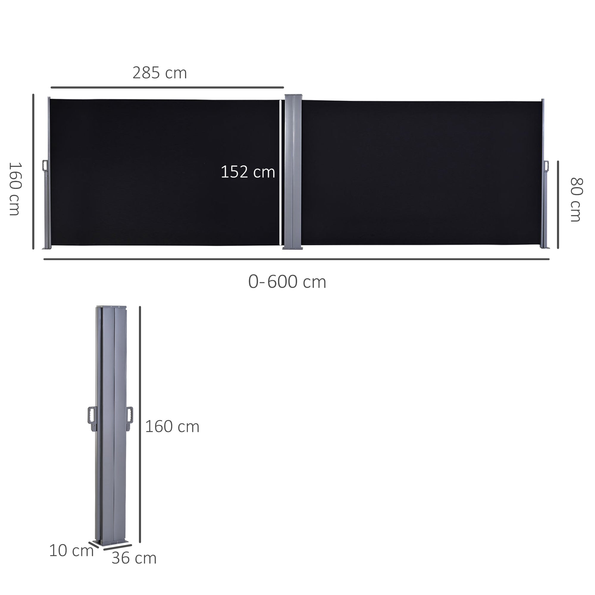 Outsunny Double Canopy Side Awning, 6 x 1.6 M, Pull