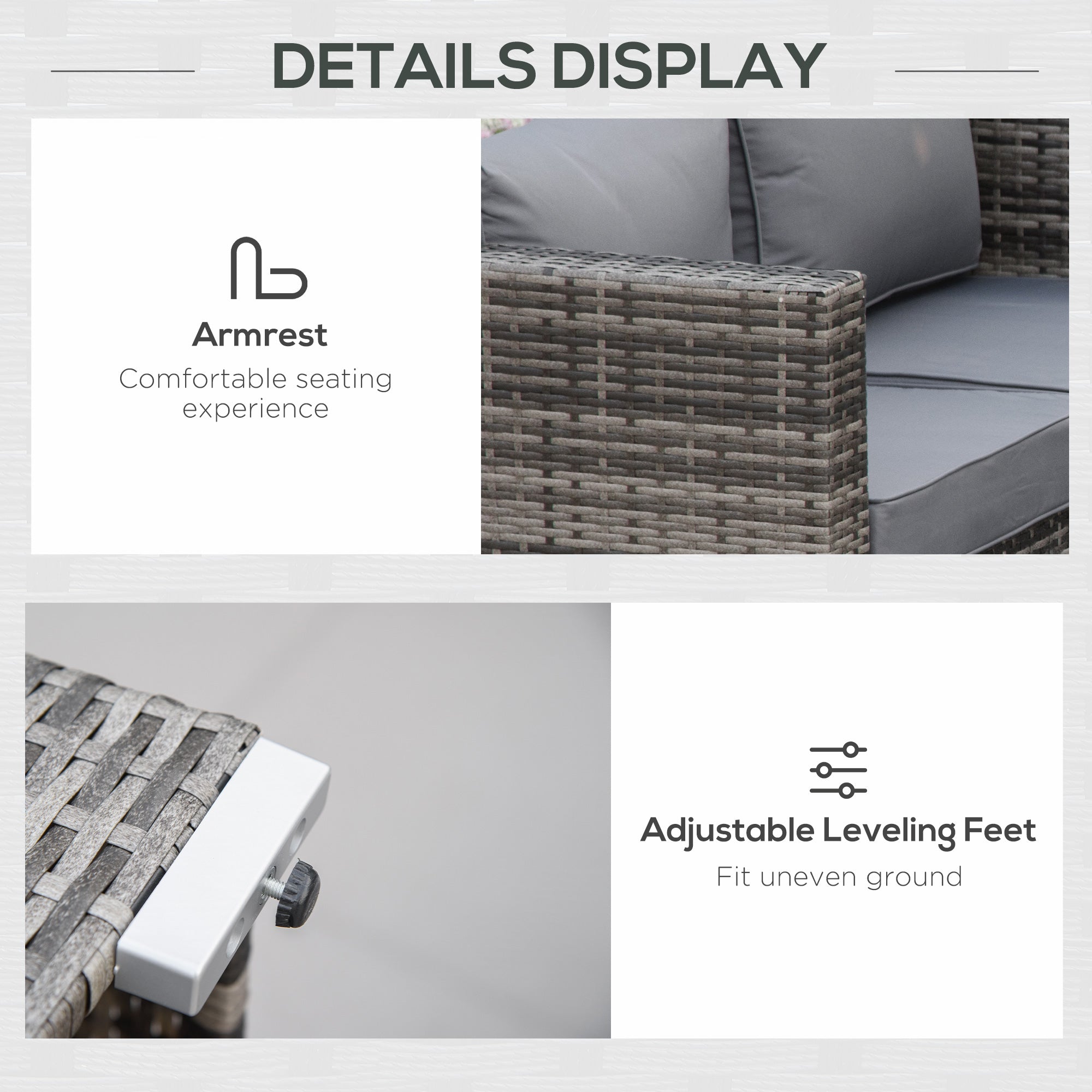 Kozy 6PC Rattan Corner Sofa Set Wicker 4 Seater Garden Storage Coffee Table Conversation Ottoman Outdoor Weave Furniture w/ Cushion Grey