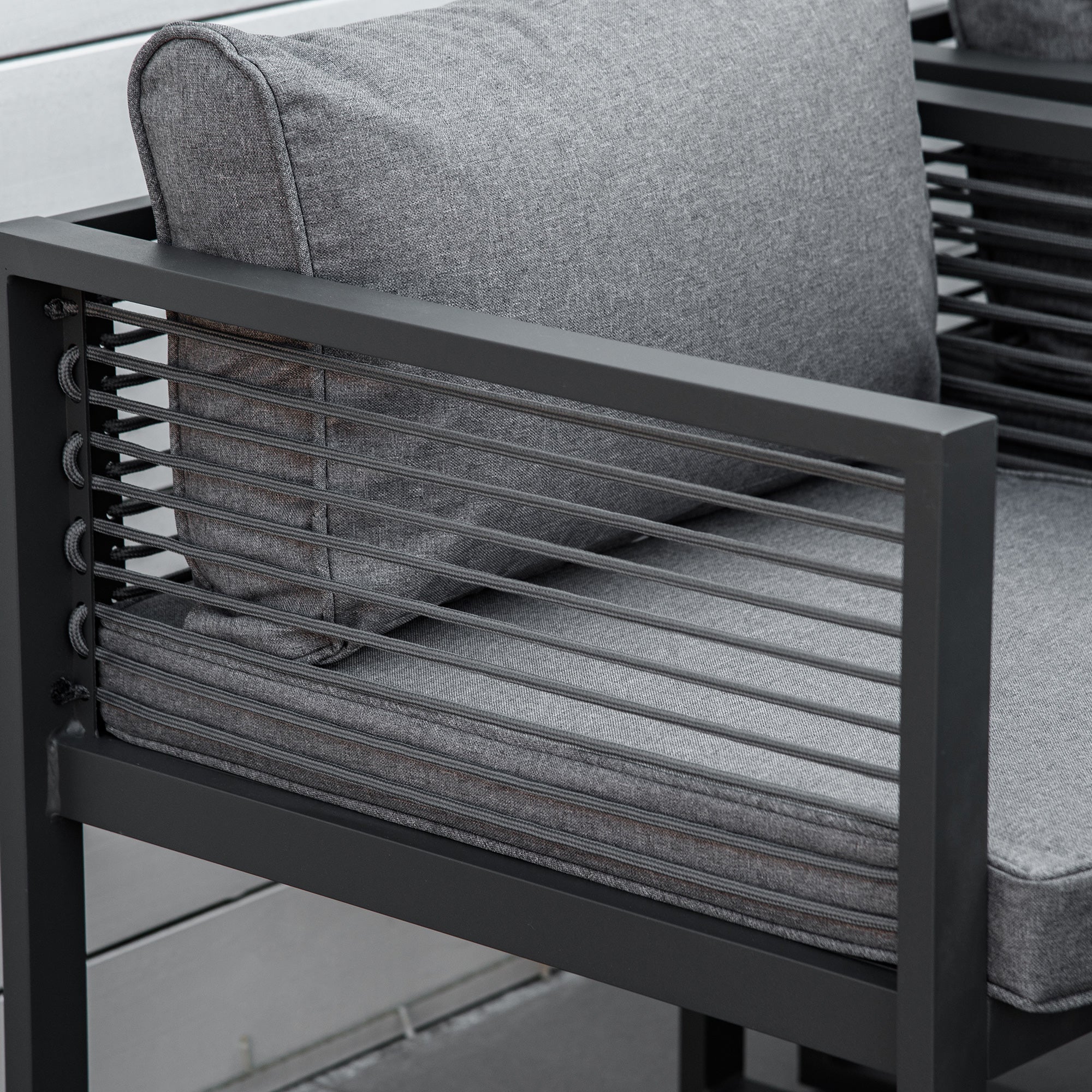 Kozy Nine-Piece Aluminium Garden Set, with Glass-Top Table - Grey