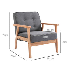 HOMCOM Minimalistic Wooden Frame Accent Chair, HOMCOM Armchair with Padded Seat - Dark Grey | Aosom UK