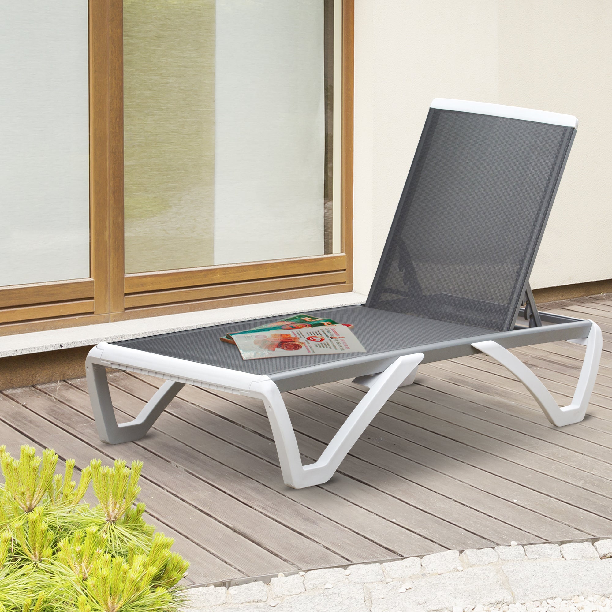 Kozy Aluminium Frame Sun Lounger, with Adjustable Back - Grey