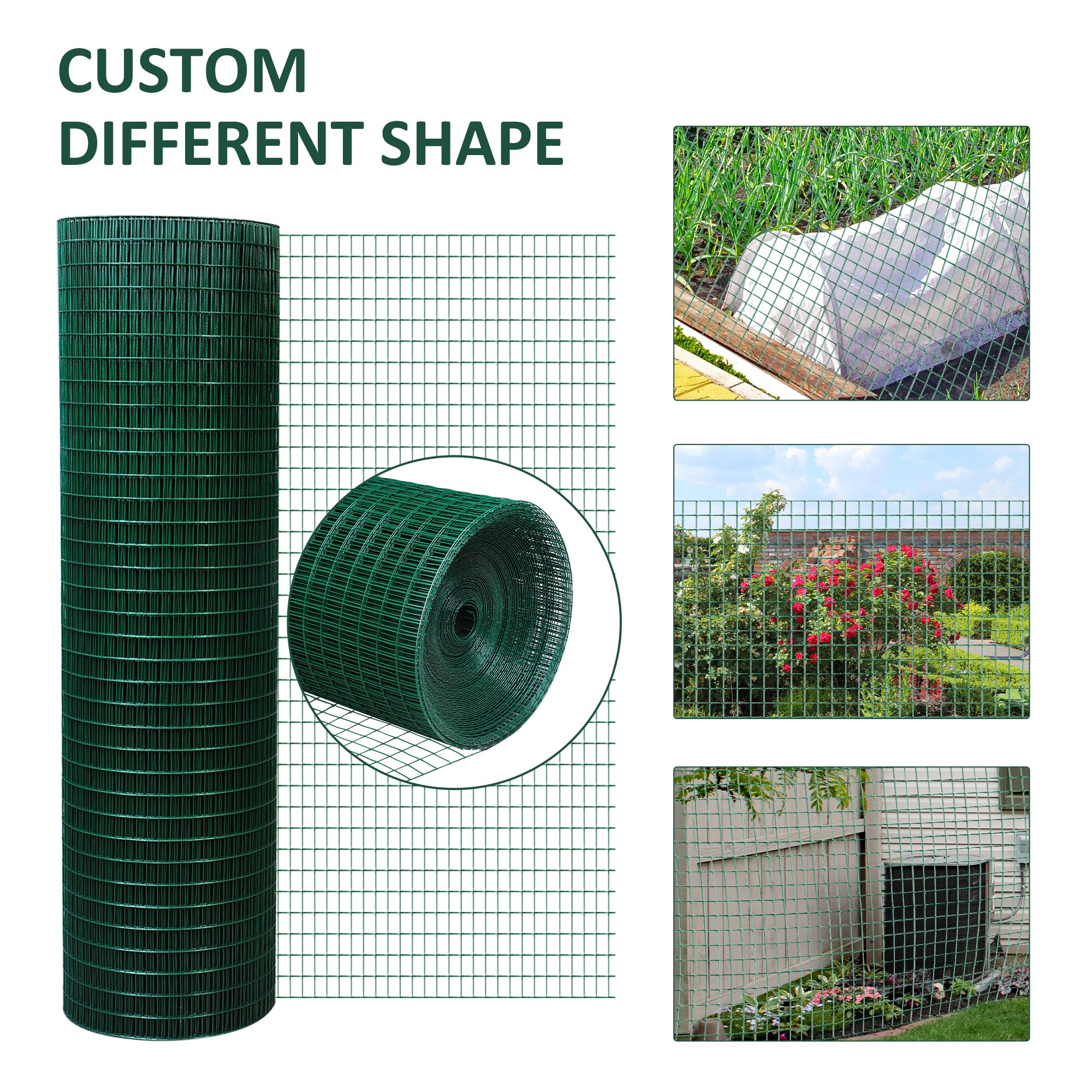 Pawhut PVC Coated Welded Wire Mesh Fencing Chicken Poultry Aviary Fence Run Hutch Pet Rabbit 30m Dark Green