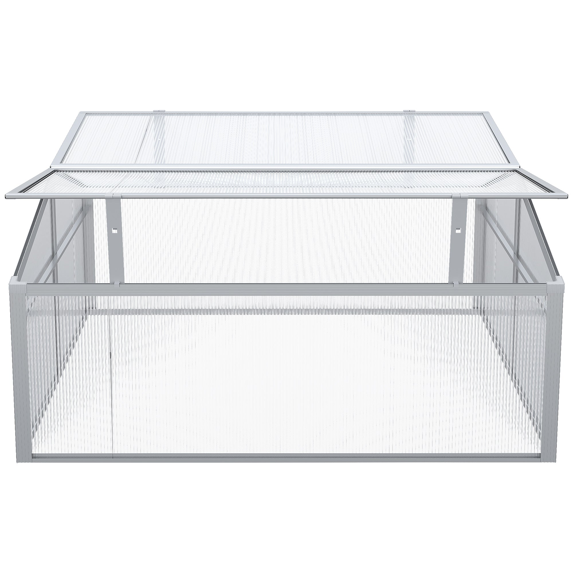 Outsunny Polycarbonate Greenhouse, Aluminium Frame, Grow House for Flowers Vegetables, 100 x 100 x 48 cm