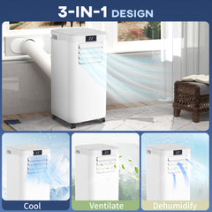 Kozy 8000 BTU Air Conditioning Unit, 3-in-1 Portable Air Conditioner, Dehumidifier, Cooling Fan with Remote Control, Digital Display, 2 Speeds, 24H Timer, Window Venting Kit, 18m²