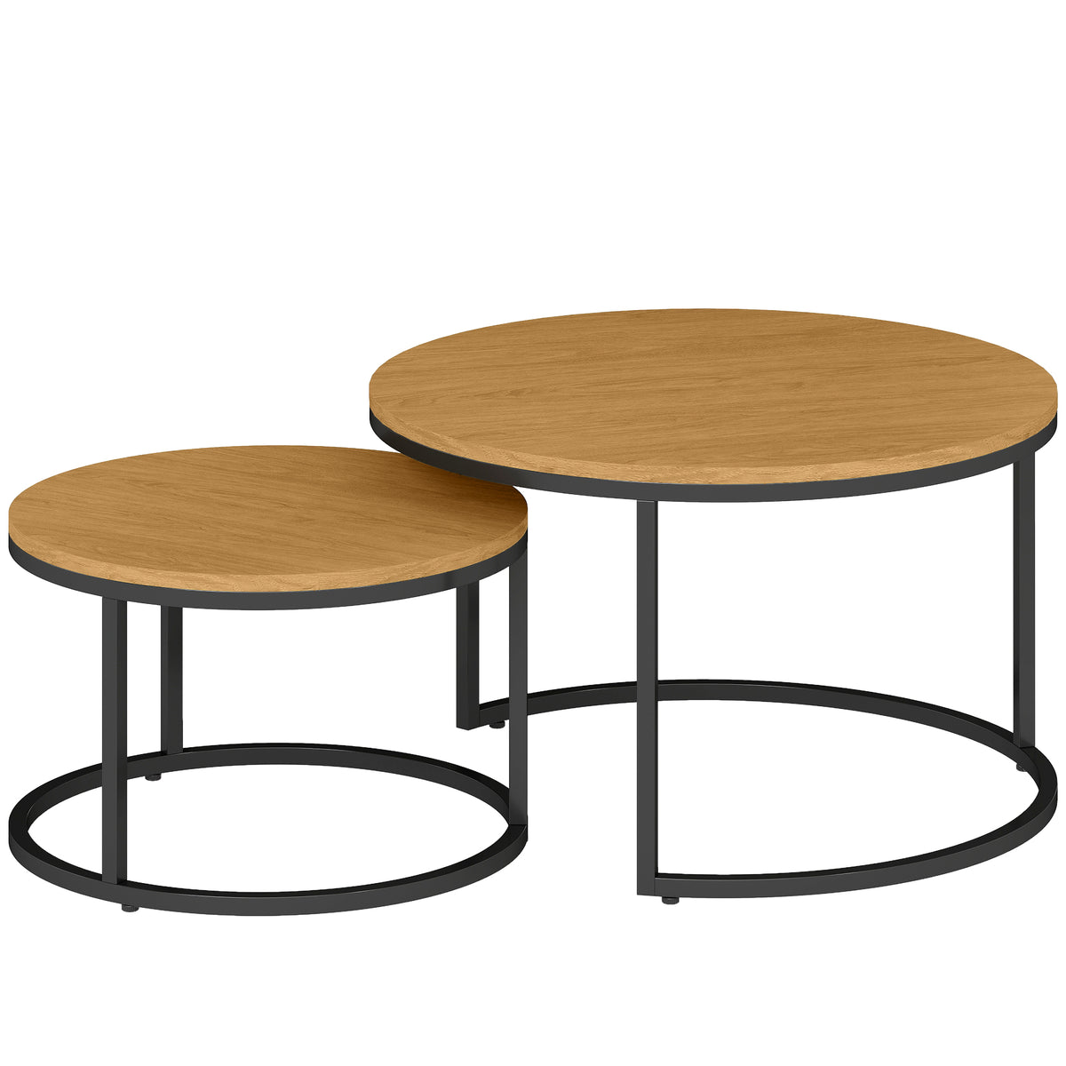 Kozy - Set of Two Wood-Effect Stacking Tables - Brown