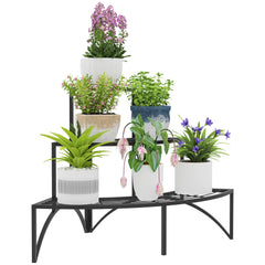 Kozy - Three-Tier Corner Metal Plants Shelves - Black