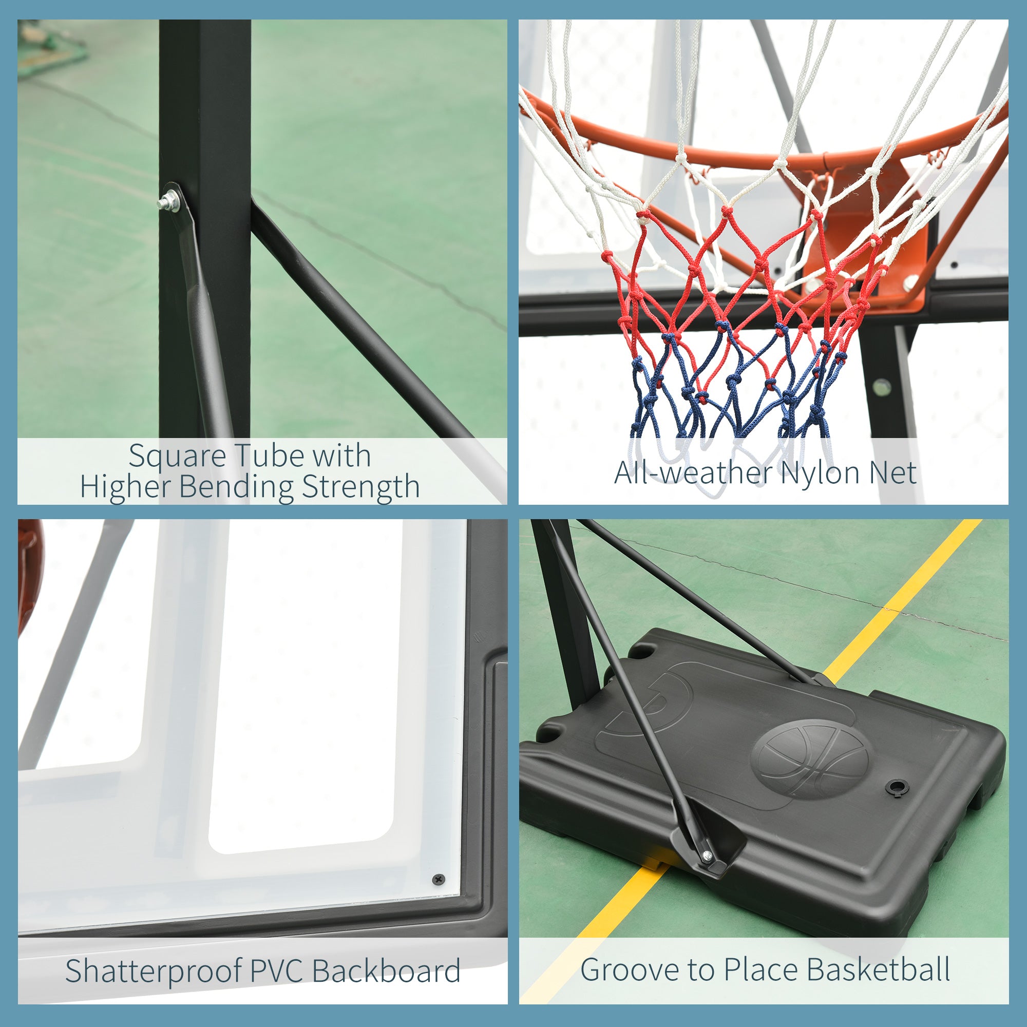 Kozy Portable 10ft Basketball Backboard Hoop Set Professional Outdoor Freestanding Basketball Stand with Wheels for Adults and Children, Adjustable High 2.55M-3.05M