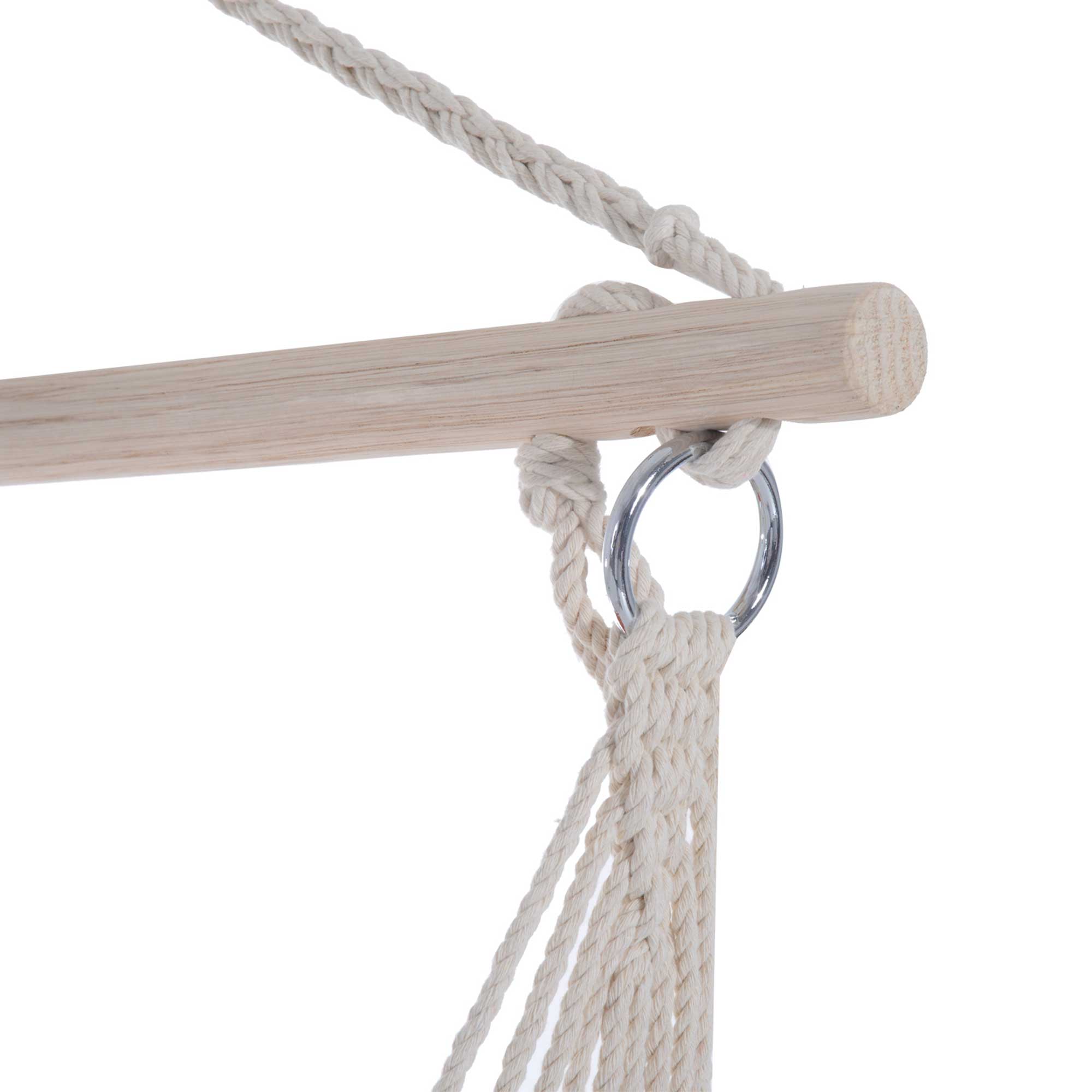 Kozy Outdoor Hanging Rope Chair with Soft Padded Seat & Backrest, Garden Hammock Chair with Wooden Support Bar Cotton Cloth, Portable Garden Chair for Patio & Tree, Orange