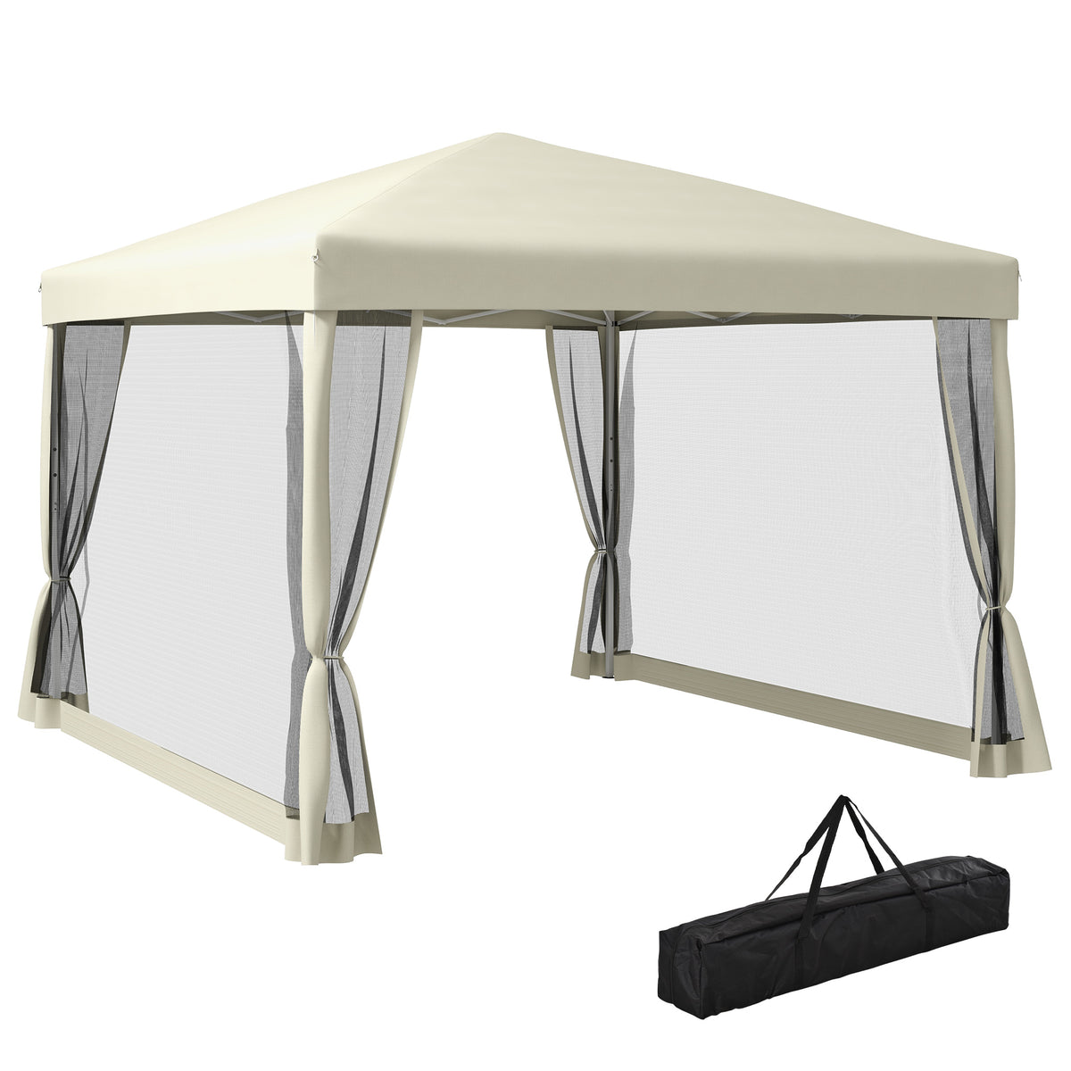 Kozy 3 x 3(m) Pop Up Gazebo with 4 Mesh Sides and Carry Bag, Height Adjustable Party Canopy Tent, Portable Garden Outdoor