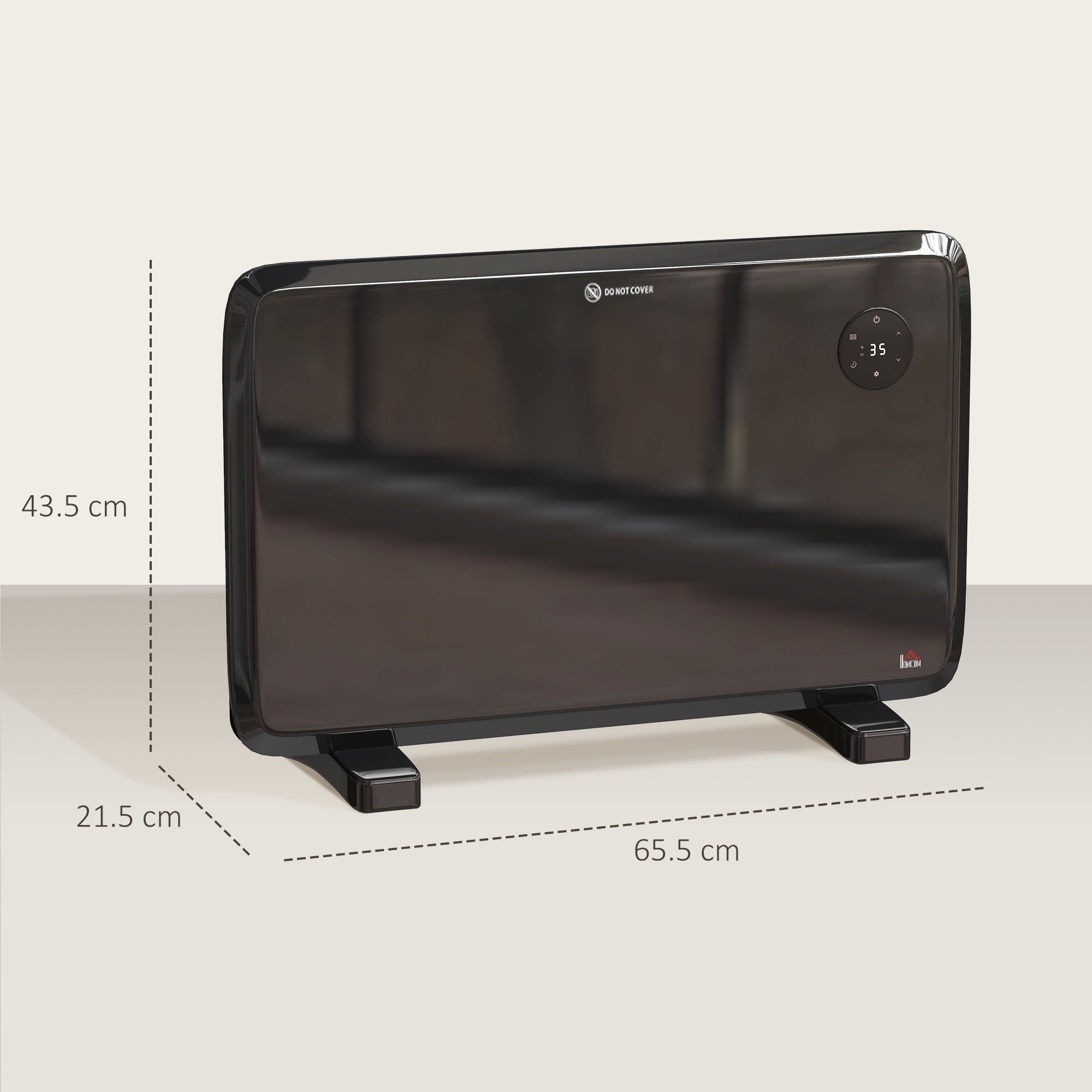 Kozy - 1.2kW Freestand/On-Wall Electric Convector Heater, with Adjustable Thermostat - Black