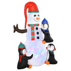 Kozy 6ft Inflatable Christmas Snowman with Three Penguins LED Xmas Décor Holiday Outdoor Yard Decoration